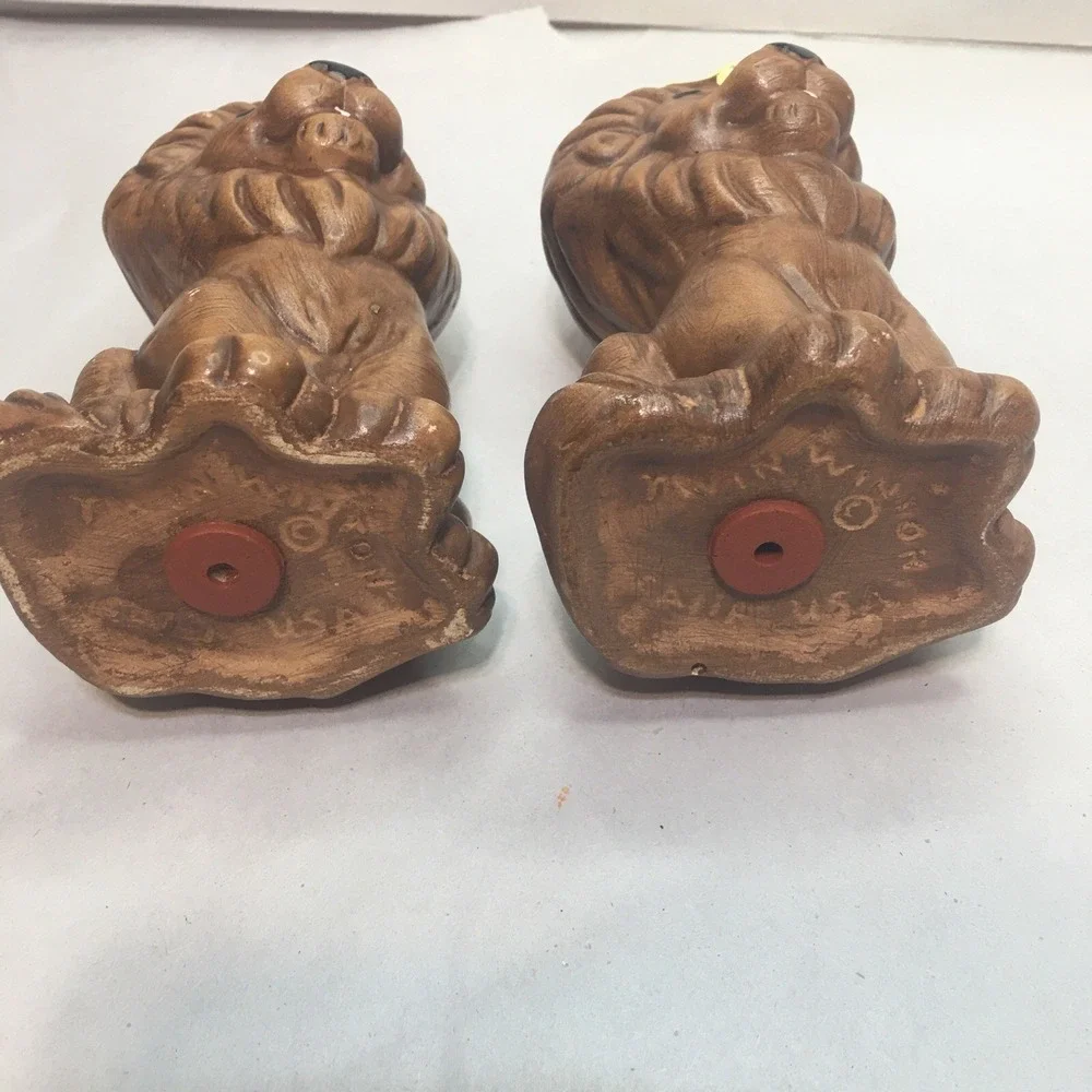 Vintage Twin Winton Lion Salt & Pepper Shakers 6.5